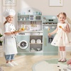 image:imageINFANS Kids Kitchen Playset Toddler Wooden Kitchen Pretend Cooking Toy Set with Coffee Maker Ice Machine Dishwasher Microwave Storage Cabinet Simulation Play Kitchen for Boys Girls 3Blue