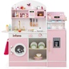 image:imageINFANS Kids Kitchen Playset Toddler Wooden Kitchen Pretend Cooking Toy Set with Coffee Maker Ice Machine Dishwasher Microwave Storage Cabinet Simulation Play Kitchen for Boys Girls 3Pink