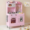 image:imageINFANS Kids Kitchen Wooden Pretend Playset with Adjustable Heights Realistic Sounds Ice Maker Microwave Oven Toddler Cooking Toy Gift for Boys Girls Aged 3Pink