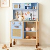 image:imageINFANS Play Kitchen for Kids Wooden Pretend Playset with Adjustable Heights Rattan Door Blackboard Realistic Lights Sounds Toddler Cooking Toy Gift for Boys Girls Aged 3Blue