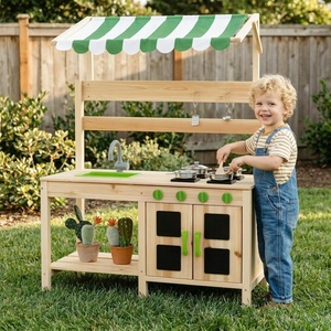 image:imageINFANS Mud Kitchen Outdoor Play Kitchen with Awning Faucet Stoves Cooking Accessories Removable Sink Wooden Kids Kitchen Playset Backyard Garden Toys for Boys Girls Ages 3with Tent