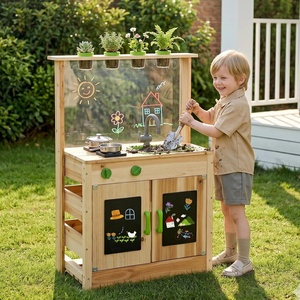 image:imageINFANS Mud Kitchen Outdoor Play Kitchen with Awning Faucet Stoves Cooking Accessories Removable Sink Wooden Kids Kitchen Playset Backyard Garden Toys for Boys Girls Ages 3with Acrylic Drawing Board
