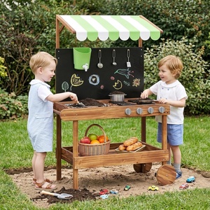 image:imageINFANS Mud Kitchen Outdoor Play Kitchen with Drawing Board 4 Cups Removable Sink Storage Cooking Accessories Wooden Kids Kitchen Playset Gift for Boys Girls Ages 3with Blackboard