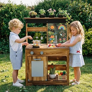 image:imageINFANS Mud Kitchen Outdoor Play Kitchen with Drawing Board 4 Cups Removable Sink Storage Cooking Accessories Wooden Kids Kitchen Playset Gift for Boys Girls Ages 3with Acrylic Drawing Board