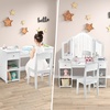 image:imageINFANS Kids Vanity 2 in 1 Princess Makeup Desk amp Chair Set with TriFolding Detachable Mirror Large Storage Shelves Wooden Pretend Play Dressing Table for Girls Cream WhiteWhite Upgrade