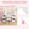 image:imageINFANS Kids Vanity 2 in 1 Princess Makeup Desk amp Chair Set with TriFolding Detachable Mirror Large Storage Shelves Wooden Pretend Play Dressing Table for Girls Cream WhiteCream White