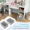 image:imageINFANS Kids Vanity 2 in 1 Princess Makeup Desk amp Chair Set with TriFolding Detachable Mirror Large Storage Shelves Wooden Pretend Play Dressing Table for Girls Cream WhiteWhite with Cloth Drawers