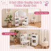 image:imageINFANS Kids Vanity 2 in 1 Princess Makeup Desk amp Chair Set with TriFolding Detachable Mirror Large Storage Shelves Wooden Pretend Play Dressing Table for Girls Cream WhiteCream White