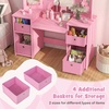 image:imageINFANS Kids Vanity 2 in 1 Princess Makeup Desk amp Chair Set with TriFolding Detachable Mirror Large Storage Shelves Wooden Pretend Play Dressing Table for Girls Cream WhitePink with Cloth Drawer