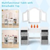image:imageINFANS Kids Vanity 2 in 1 Princess Makeup Desk amp Chair Set with TriFolding Detachable Mirror Large Storage Shelves Wooden Pretend Play Dressing Table for Girls Cream WhiteWhite with Cloth Drawers