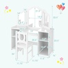 image:imageINFANS Kids Vanity 2 in 1 Princess Makeup Desk amp Chair Set with TriFolding Detachable Mirror Large Storage Shelves Wooden Pretend Play Dressing Table for Girls Cream WhiteWhite with Chair