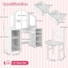 image:imageINFANS Kids Vanity 2 in 1 Princess Makeup Desk amp Chair Set with TriFolding Detachable Mirror Large Storage Shelves Wooden Pretend Play Dressing Table for Girls Cream WhiteCream White