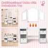 image:imageINFANS Kids Vanity 2 in 1 Princess Makeup Desk amp Chair Set with TriFolding Detachable Mirror Large Storage Shelves Wooden Pretend Play Dressing Table for Girls Cream WhiteCream White