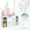 image:imageINFANS Kids Vanity 2 in 1 Princess Makeup Desk amp Chair Set with TriFolding Detachable Mirror Large Storage Shelves Wooden Pretend Play Dressing Table for Girls Cream WhiteWhite with Chair