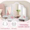 image:imageINFANS Kids Vanity 2 in 1 Princess Makeup Desk amp Chair Set with TriFolding Detachable Mirror Large Storage Shelves Wooden Pretend Play Dressing Table for Girls Cream WhiteCream White
