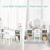 image:imageINFANS Kids Vanity 2 in 1 Princess Makeup Desk amp Chair Set with TriFolding Detachable Mirror Large Storage Shelves Wooden Pretend Play Dressing Table for Girls Cream WhiteWhite with Chair