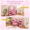 image:imageINFANS Kids Vanity 2 in 1 Princess Makeup Desk amp Chair Set with TriFolding Detachable Mirror Large Storage Shelves Wooden Pretend Play Dressing Table for Girls Cream WhitePink with Cloth Drawer