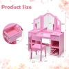 image:imageINFANS Kids Vanity 2 in 1 Princess Makeup Desk amp Chair Set with TriFolding Detachable Mirror Large Storage Shelves Wooden Pretend Play Dressing Table for Girls Cream WhitePink Upgrade
