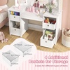 image:imageINFANS Kids Vanity 2 in 1 Princess Makeup Desk amp Chair Set with TriFolding Detachable Mirror Large Storage Shelves Wooden Pretend Play Dressing Table for Girls Cream WhiteCream White