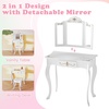 image:imageINFANS Kids Vanity 2 in 1 Wooden Princess Makeup Table and Stool Set with TriFolding Detachable Mirror 10 Accessories Toddler Pretend Beauty Dressing Play for Girls Aged 3Platinum