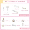 image:imageINFANS Kids Vanity 2 in 1 Wooden Princess Makeup Table and Stool Set with TriFolding Detachable Mirror 10 Accessories Toddler Pretend Beauty Dressing Play for Girls Aged 3Platinum
