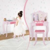 image:imageINFANS Kids Vanity 2 in 1 Wooden Princess Makeup Table and Stool Set with TriFolding Detachable Mirror 10 Accessories Toddler Pretend Beauty Dressing Play for Girls Aged 3Pink