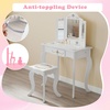 image:imageINFANS Kids Vanity 2 in 1 Wooden Princess Makeup Table and Stool Set with TriFolding Detachable Mirror 10 Accessories Toddler Pretend Beauty Dressing Play for Girls Aged 3Platinum