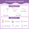 image:imageINFANS Kids Vanity 2 in 1 Wooden Princess Makeup Table and Stool Set with TriFolding Detachable Mirror 10 Accessories Toddler Pretend Beauty Dressing Play for Girls Aged 3Purple