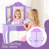 image:imageINFANS Kids Vanity 2 in 1 Wooden Princess Makeup Table and Stool Set with TriFolding Detachable Mirror 10 Accessories Toddler Pretend Beauty Dressing Play for Girls Aged 3Purple