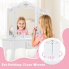 image:imageINFANS Kids Vanity 2 in 1 Wooden Princess Makeup Table and Stool Set with TriFolding Detachable Mirror 10 Accessories Toddler Pretend Beauty Dressing Play for Girls Aged 3Platinum