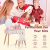 image:imageINFANS Kids Vanity Set 2 in 1 Wooden Princess Makeup Table and Chair with Mirror Storage Drawers Shelf for Little Girls Rabbit Themed Toddler Dressing Desk Beauty Play Set GiftWhite
