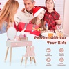 image:imageINFANS Kids Vanity Set 2 in 1 Wooden Princess Makeup Table and Chair with Mirror Storage Drawers Shelf for Little Girls Rabbit Themed Toddler Dressing Desk Beauty Play Set GiftPink
