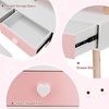 image:imageINFANS Kids Vanity Set 2 in 1 Wooden Princess Makeup Table and Chair with Mirror Storage Drawers Shelf for Little Girls Rabbit Themed Toddler Dressing Desk Beauty Play Set GiftPink