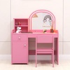 image:imageINFANS Kids Vanity with Lights Princess Makeup Desk with Mirror Jewelry Hanger Fabric Drawers Toddler Table and Chair Set Pretend Play for GirlsPink with Cabinet