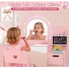 image:imageINFANS Kids Vanity with Lights Princess Makeup Desk with Mirror Jewelry Hanger Fabric Drawers Toddler Table and Chair Set Pretend Play for GirlsPink with Jewelry Stand