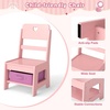 image:imageINFANS Kids Vanity with Lights Princess Makeup Desk with Mirror Jewelry Hanger Fabric Drawers Toddler Table and Chair Set Pretend Play for GirlsPink with Jewelry Stand