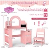 image:imageINFANS Kids Vanity with Lights Princess Makeup Desk with Mirror Jewelry Hanger Fabric Drawers Toddler Table and Chair Set Pretend Play for GirlsPink with Jewelry Stand