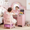 image:imageINFANS Kids Vanity with Lights Princess Makeup Desk with Mirror Jewelry Hanger Fabric Drawers Toddler Table and Chair Set Pretend Play for GirlsPink with Jewelry Stand