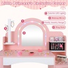 image:imageINFANS Kids Vanity with Lights Princess Makeup Desk with Mirror Jewelry Hanger Fabric Drawers Toddler Table and Chair Set Pretend Play for GirlsPink with Jewelry Stand