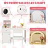 image:imageINFANS Kids Vanity with Lights Princess Makeup Desk with Mirror Jewelry Hanger Fabric Drawers Toddler Table and Chair Set Pretend Play for GirlsWhite with Cabinet