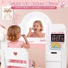 image:imageINFANS Kids Vanity with Lights Princess Makeup Desk with Mirror Jewelry Hanger Fabric Drawers Toddler Table and Chair Set Pretend Play for GirlsWhite with Jewelry Stand