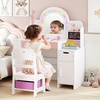 image:imageINFANS Kids Vanity with Lights Princess Makeup Desk with Mirror Jewelry Hanger Fabric Drawers Toddler Table and Chair Set Pretend Play for GirlsWhite with Jewelry Stand