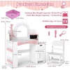 image:imageINFANS Kids Vanity with Lights Princess Makeup Desk with Mirror Jewelry Hanger Fabric Drawers Toddler Table and Chair Set Pretend Play for GirlsWhite with Jewelry Stand