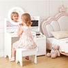 image:imageINFANS Kids Vanity with Lights Princess Makeup Desk with Mirror Storage Shelves Toddler Table and Chair Set Pretend Play for Girls Aged 49Cream White