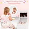 image:imageINFANS Kids Vanity with Lights Princess Makeup Desk with Mirror Storage Shelves Toddler Table and Chair Set Pretend Play for Girls Aged 49Cream White