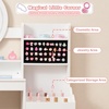 image:imageINFANS Kids Vanity with Lights Princess Makeup Desk with Mirror Storage Shelves Toddler Table and Chair Set Pretend Play for Girls Aged 49Cream White