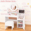 image:imageINFANS Kids Vanity with Lights Princess Makeup Desk with Mirror Storage Shelves Toddler Table and Chair Set Pretend Play for Girls Aged 49Cream White