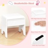 image:imageINFANS Kids Vanity with Lights Princess Makeup Desk with Mirror Storage Shelves Toddler Table and Chair Set Pretend Play for Girls Aged 49Cream White