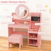 image:imageINFANS Kids Vanity with Lights Princess Makeup Desk with Mirror Storage Shelves Toddler Table and Chair Set Pretend Play for Girls Aged 49Pink