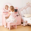 image:imageINFANS Kids Vanity with Lights Princess Makeup Desk with Mirror Storage Shelves Toddler Table and Chair Set Pretend Play for Girls Aged 49Pink